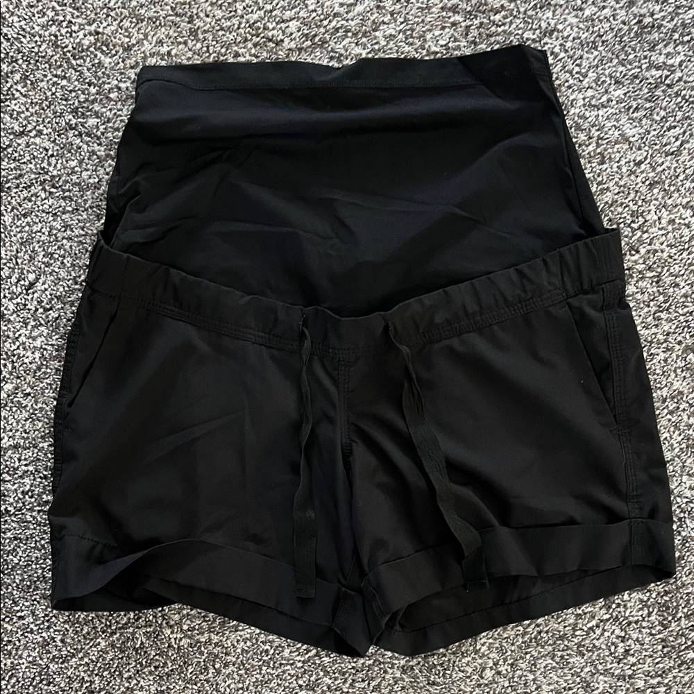 Thyme Maternity Black High-Waist Shorts